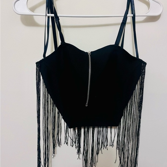 Black Fringe Corset Top - Picture 3 of 3